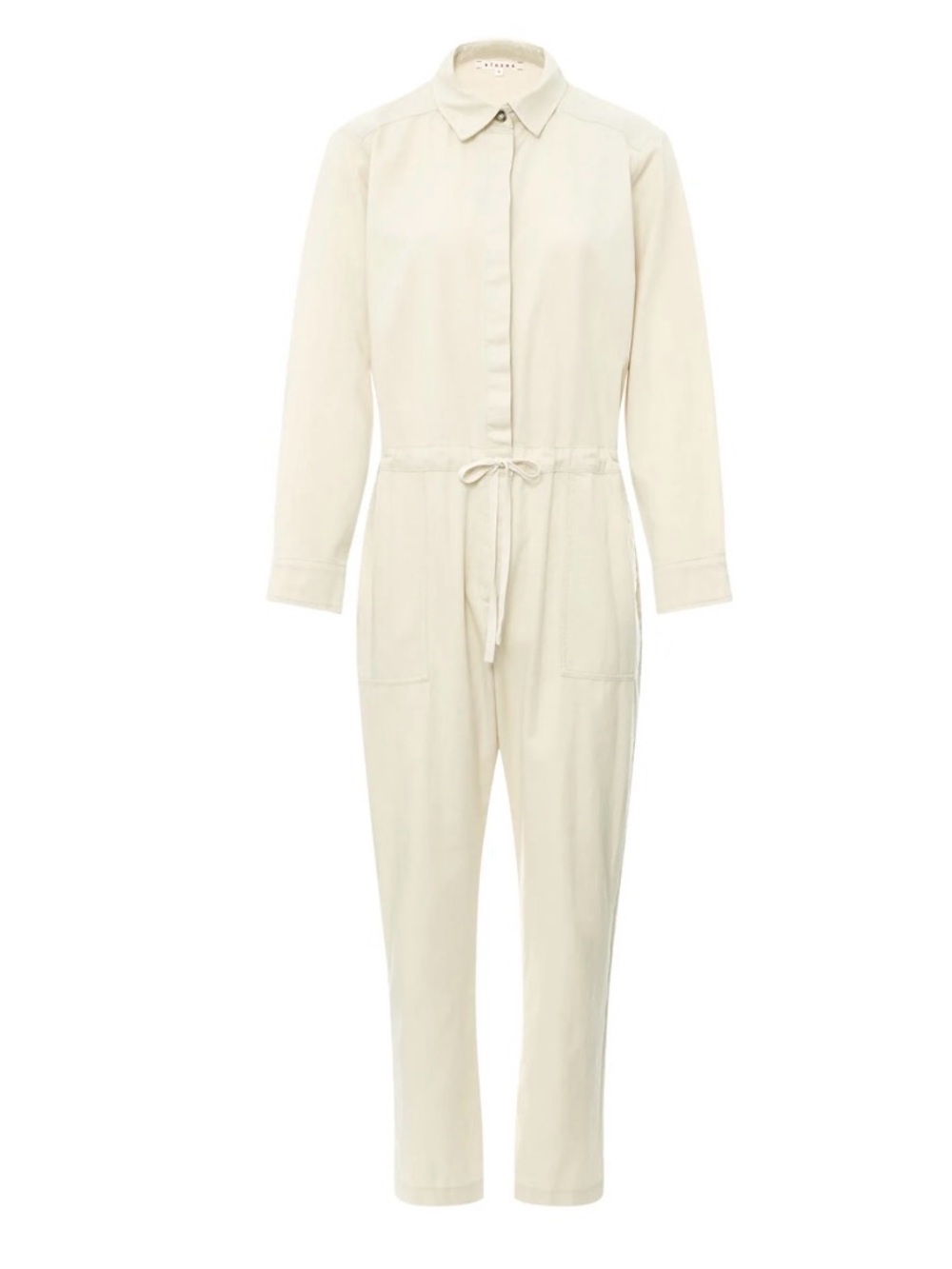 Xirena Wilson Cream Long-Sleeve Button Front Cotton Jumpsuit Size M‎